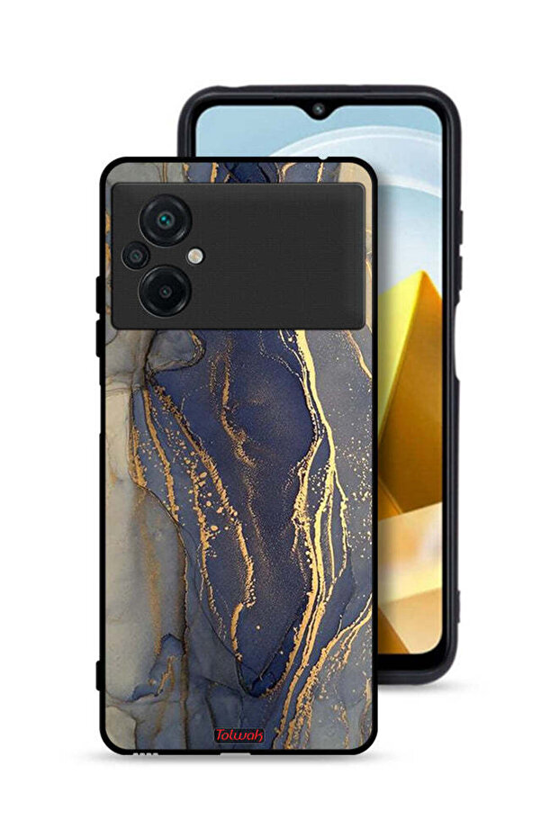 غطاء حماية لهاتف Xiaomi Poco M5 4G بنمط رخامي لامع