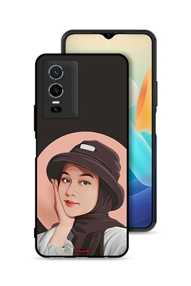 Vivo Y76 5G Protective Case Cover Cute Hat Girl Paint Art