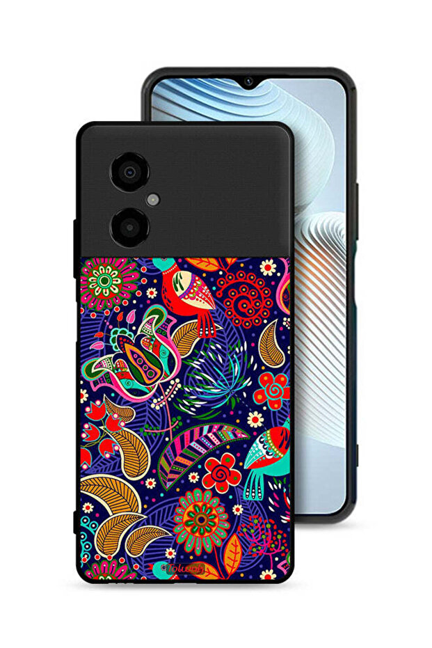 غطاء حماية لهاتف Xiaomi Poco M4 5G بنقشة طيور وزهور