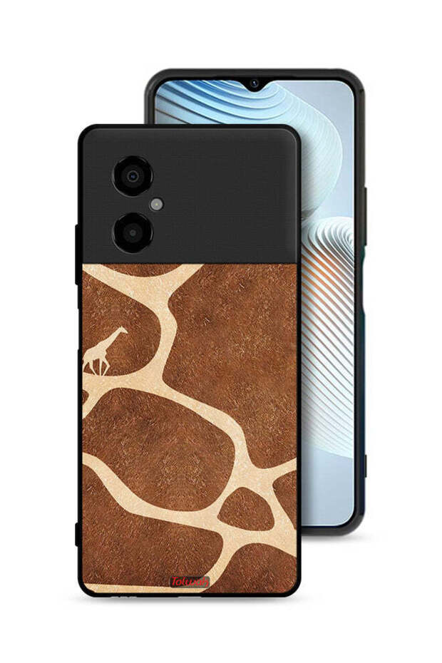 غطاء حماية لهاتف Xiaomi Poco M4 5G بنقشة جلد الزرافة
