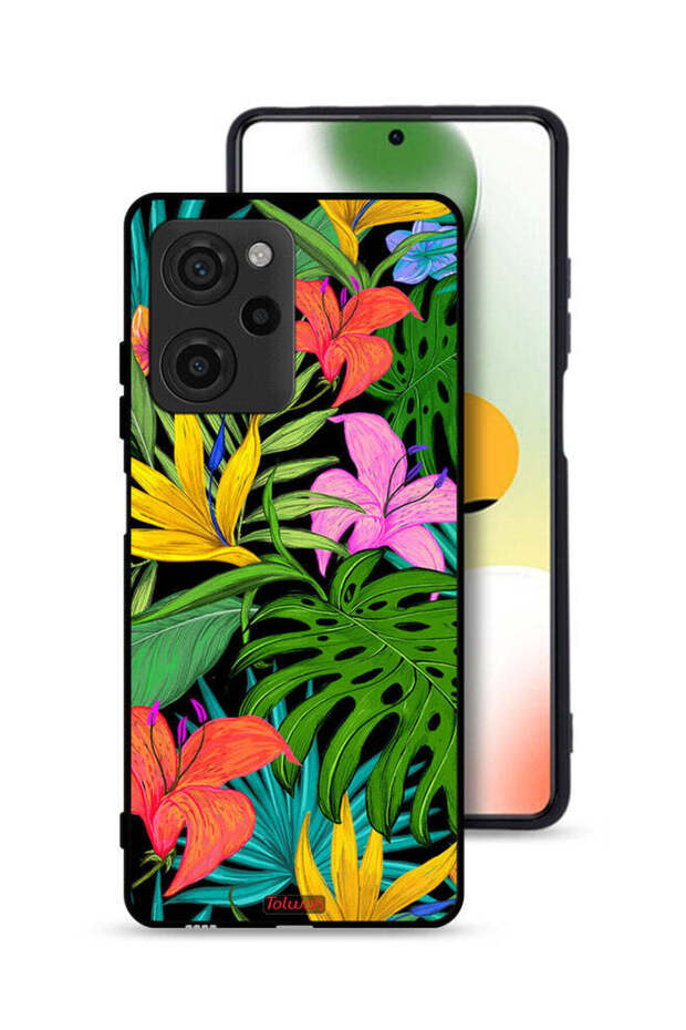 غطاء حماية لهاتف Xiaomi Poco X5 Pro بنقشة زهور استوائية وأوراق شجر