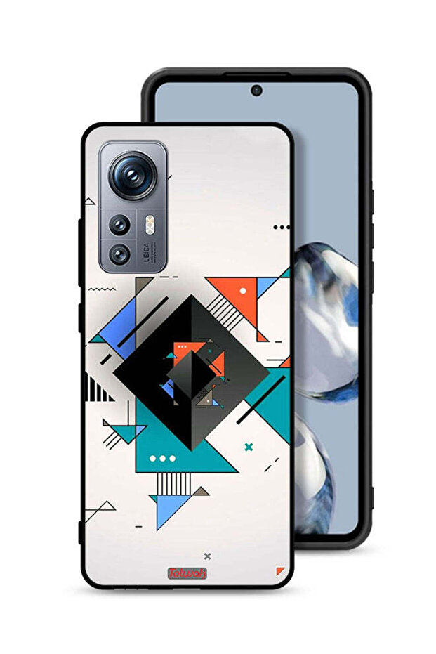 غطاء حماية لهاتف Xiaomi 12S بأشكال مربعة ومثلثة ونمط تجريدي