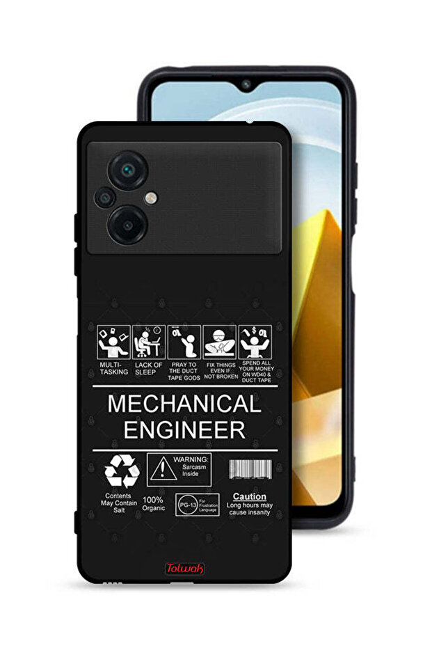 غطاء حماية لهاتف Xiaomi Poco M5 4G، ملصق مهندس ميكانيكي