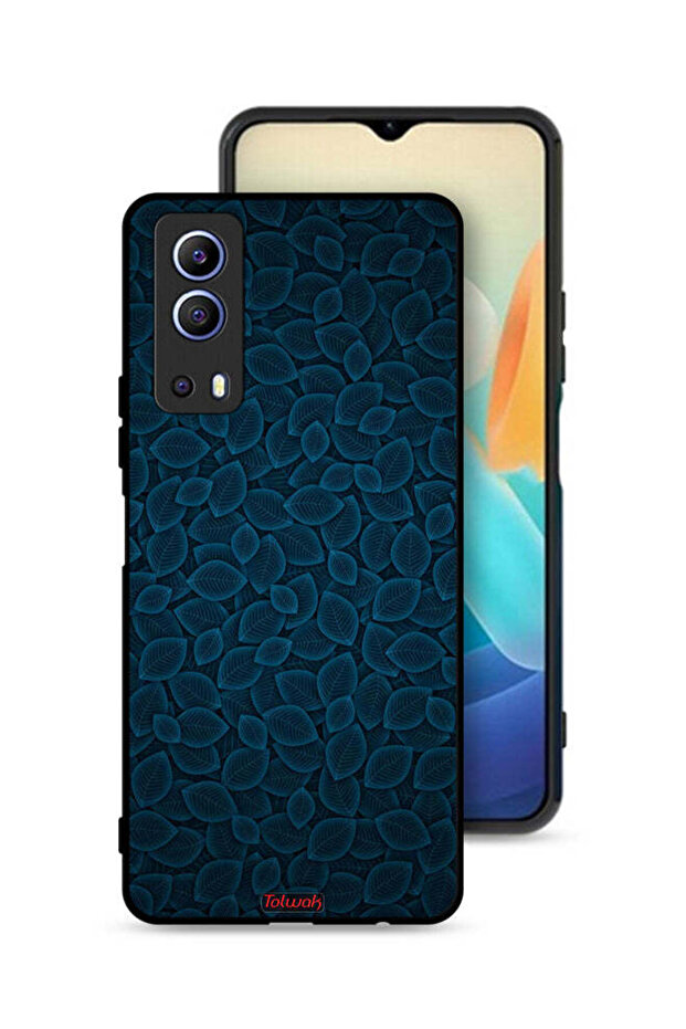 غطاء حماية لهاتف Vivo Y72 5G بنقشة أوراق فنية رقمية