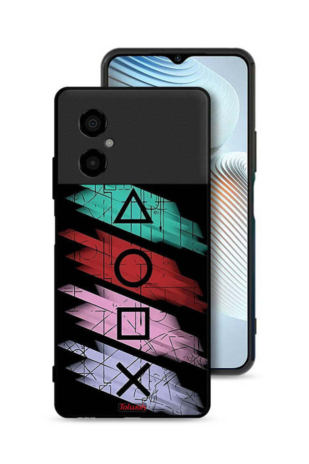 غطاء حماية لهاتف Xiaomi Poco M4 5G برسومات أيقونات لعبة الحبار