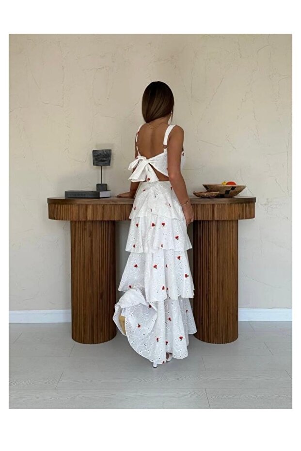 Beyaz Askılı Elbise - 2