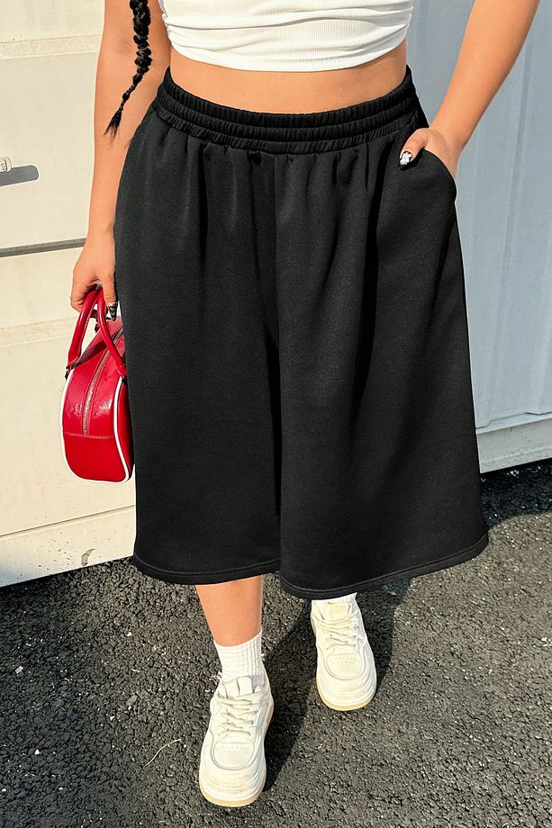 Unisex Geniş Kalıp Baggy Oversize Şort Büyük Beden Diz Hizasında Bermuda Şort - 6