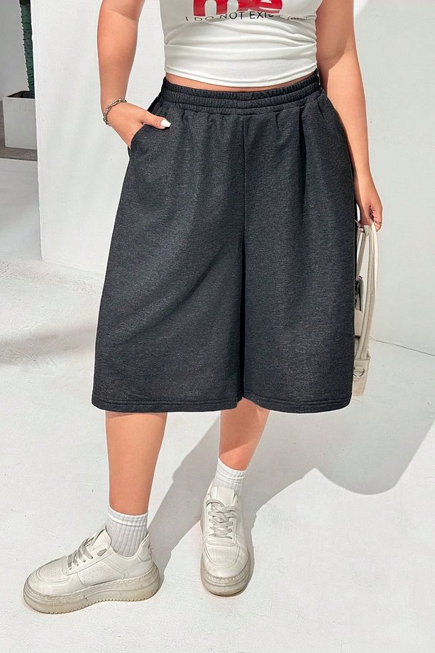 Unisex Geniş Kalıp Baggy Oversize Şort Büyük Beden Diz Hizasında Bermuda Şort - 4
