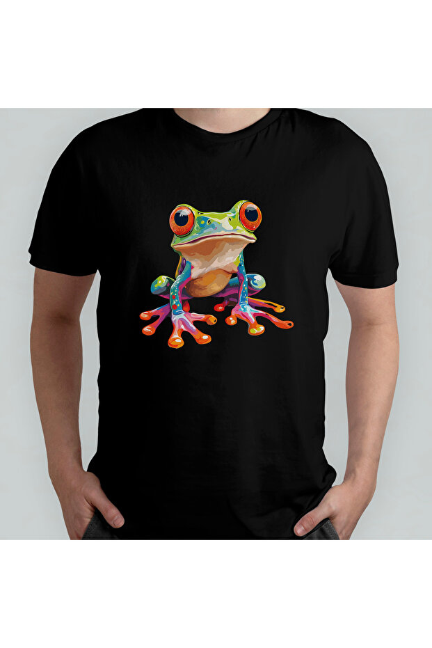 Cute Frog Unisex 100% Cotton Crew Neck T-Shirt Model 2