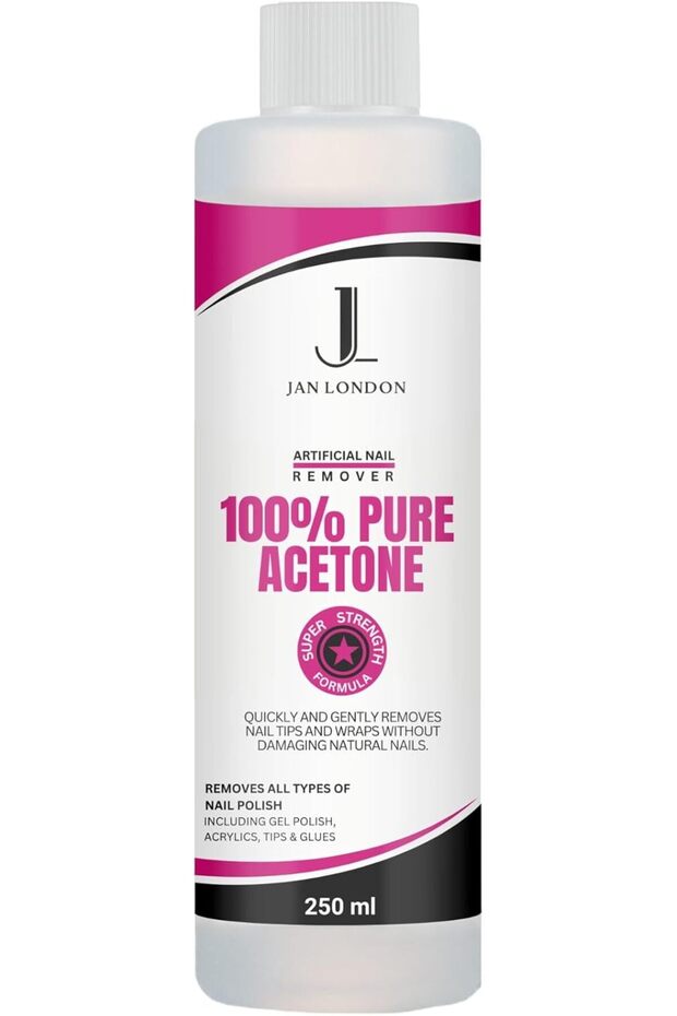JL 100% Pure Acetone 250ml | Professional Nail Polish Remover for Gel, Acrylic & Varnish Soak Off