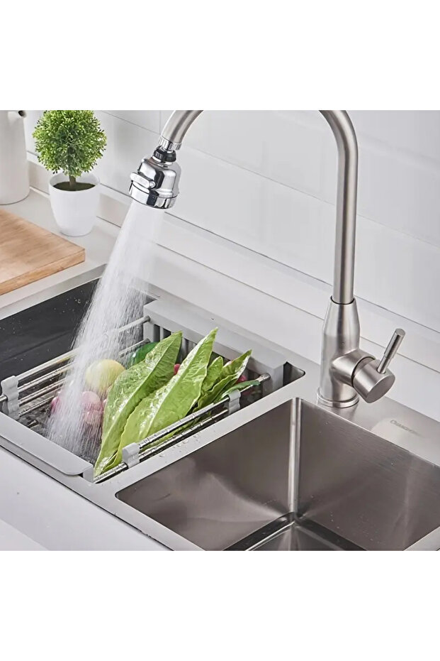 رأس حوض المطبخ 3 وظائف، دوران 360 درجة، موفر، رأس صنبور، كروم، - 4