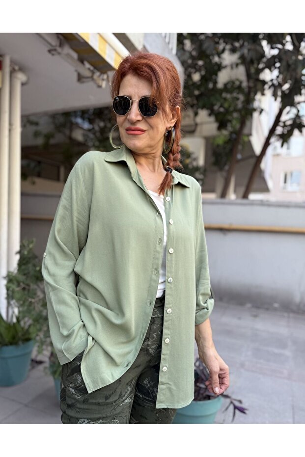 Viskon Klasik Basic Gömlek Çağla Yeşili - 2
