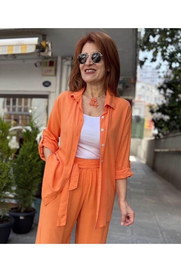 Viskon Klasik Basic Gömlek Turuncu - 1