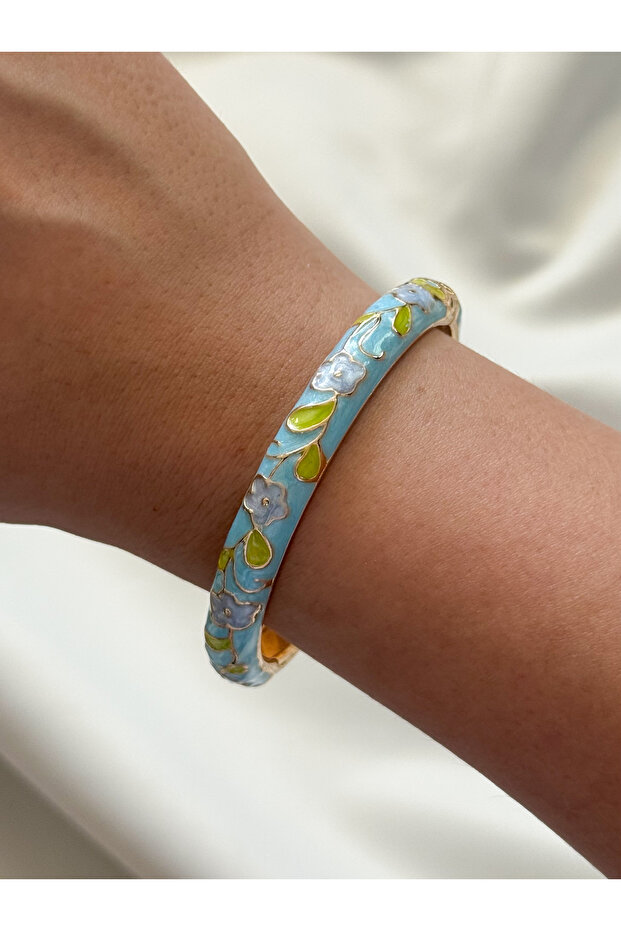 Çiçekli Turkuaz Mineli Bilezik - 2