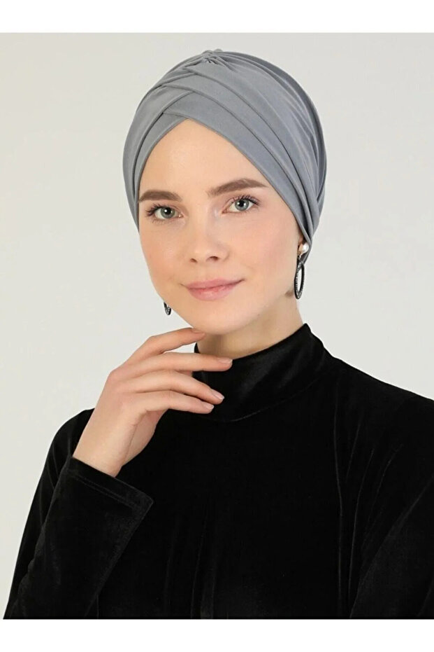 3-Stripe Jersey Viscose Ready Turban Gray