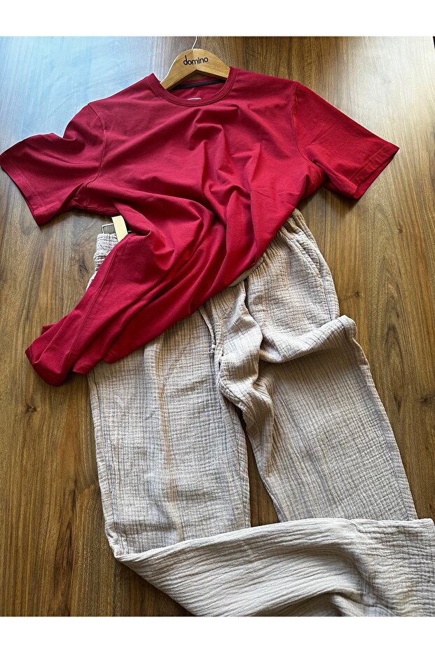 Men's Natural Muslin Bottom Bamboo t Shirt Summer Thin Like No Comfort Suit