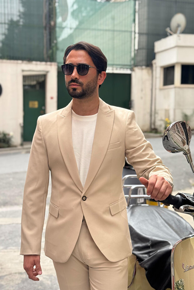 Men's Slim Fit Slim Fit Mono Collar Plain Classic Jacket