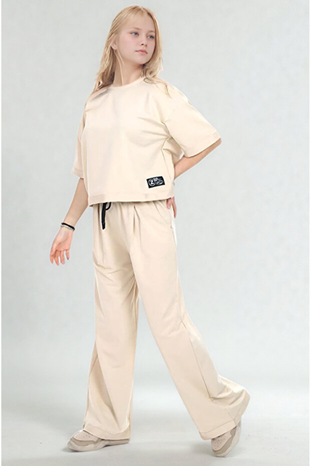 Girls Oversize Half Sleeve 100% Cotton Sports Bottom-Top Set