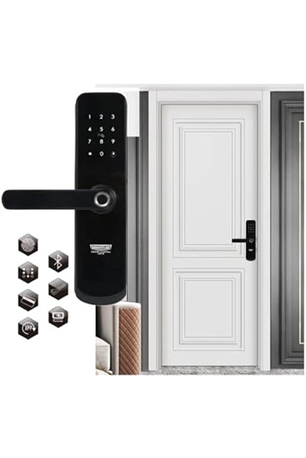 Smart electronic front door lock - 5 functions: fingerprint, digital latch, smart circuit - 1