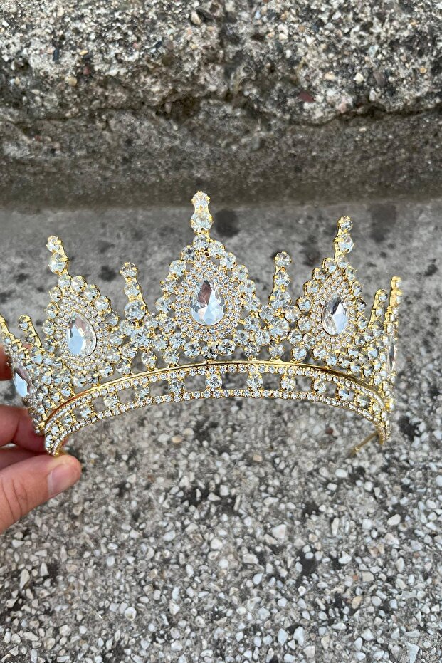 Eveline Silver Gold Princess Tiara – Sparkling Bridal Wedding Evening Dress for Sparkling Tiara Model