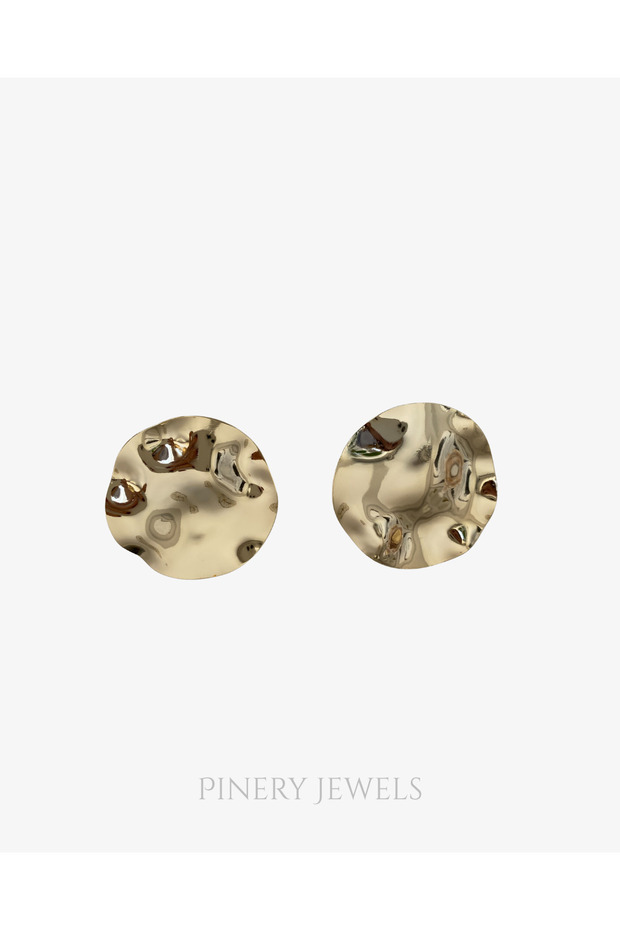 Crushed Plate Oval 4.5 cm Women's Earrings Pair