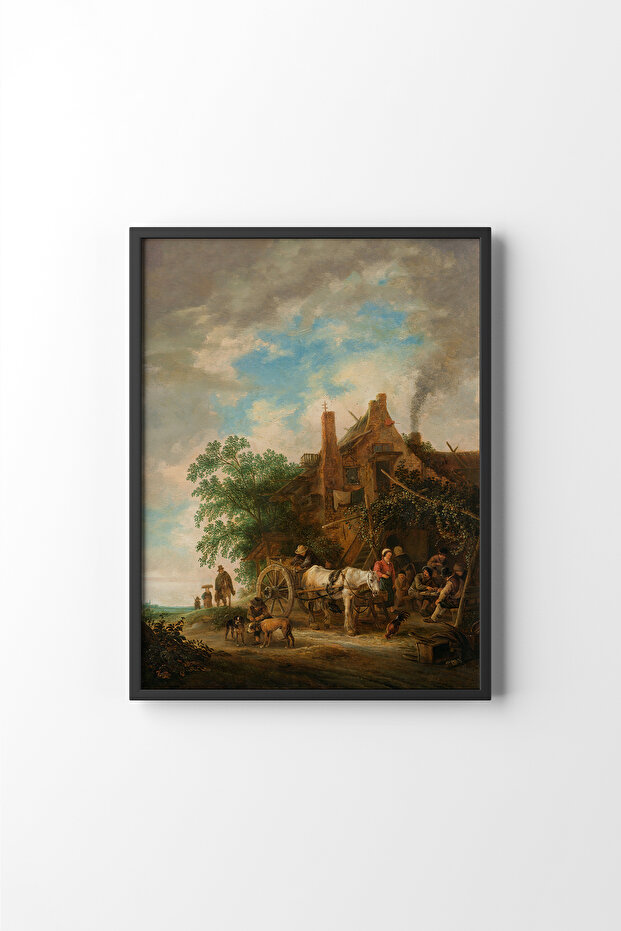 Farmhouse with Horse and Carriage - Black Frame