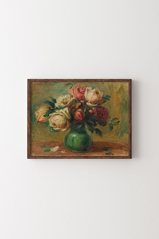 Roses in a Vase - Wooden Patterned Frame