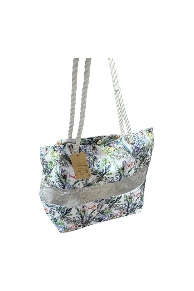 1011 Beach Bag Leaf Patterned