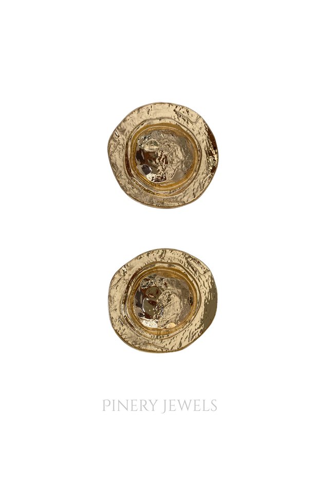 Pair of Crushed Plate Ring Women's Earrings