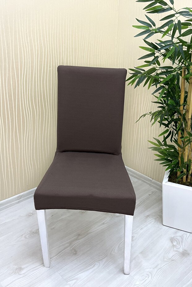 mikro kumaş sandalye örtüsü KAHVERENGİ (6 adet) - 1