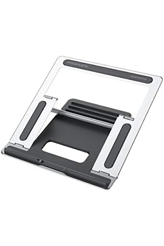 Promate Laptop Stand, Ergonomic Aluminum Multi-Level Notebook Stand up to 17 Inches with Anti-Slip P