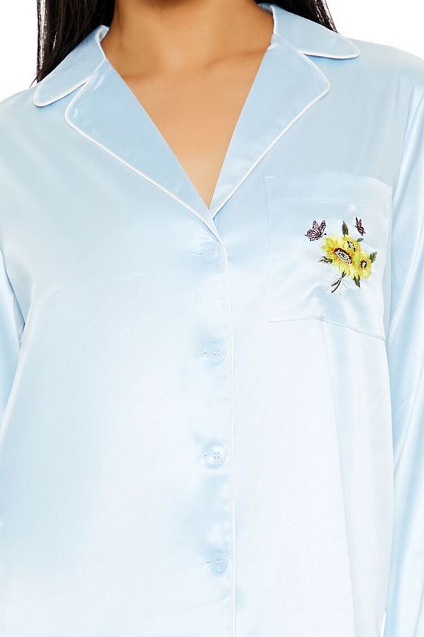 Papatya Nakışlı Gömlek & Şort Pijama Takımı - 5