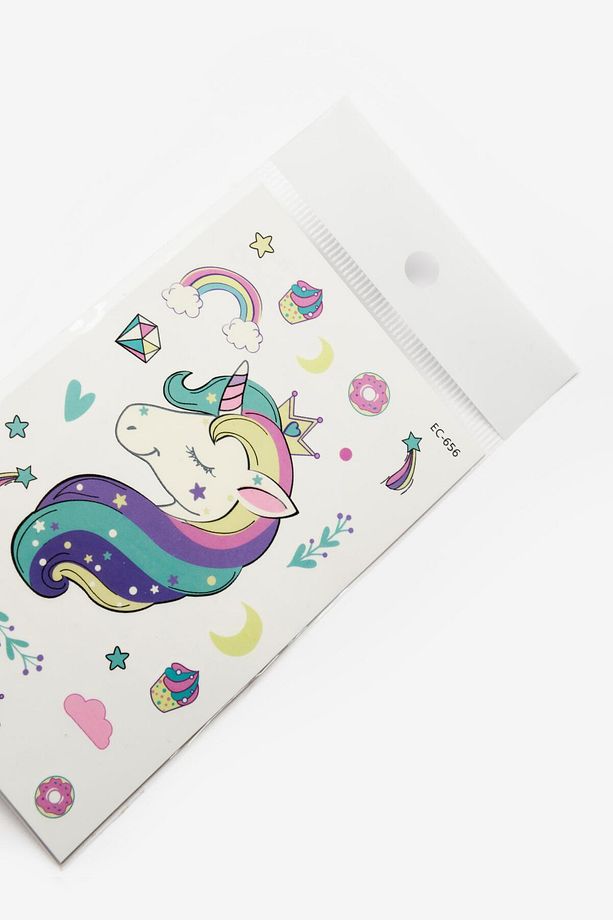 Çok Renkli Sevimli Unicorn Temalı Kız Çocuk Dövme - 2