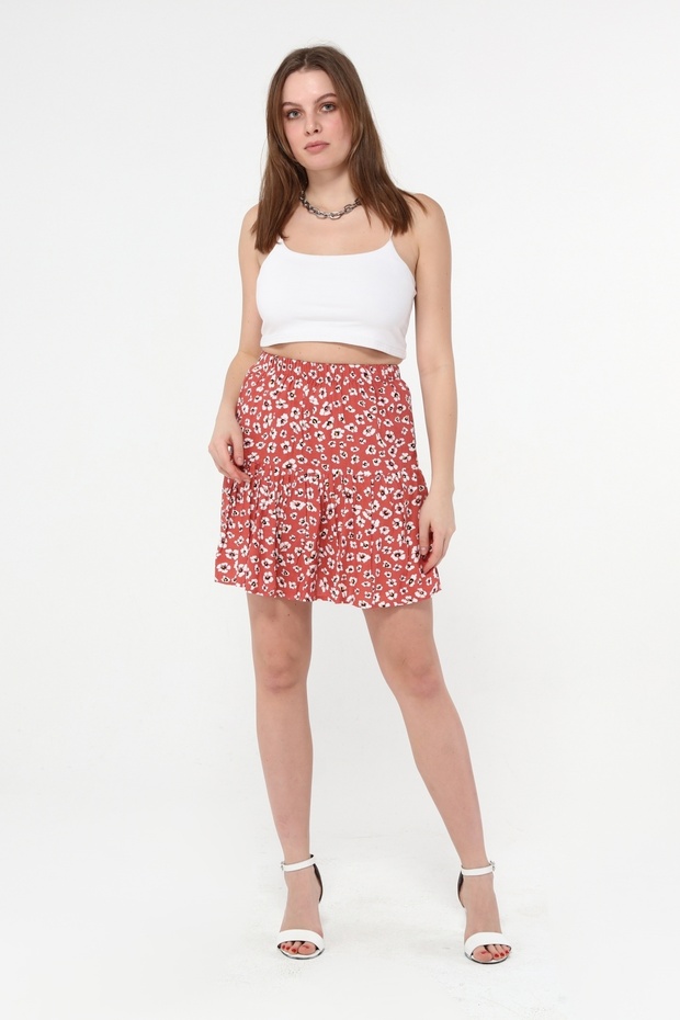 Flower Patterned Mini Size Shorts Skirt - Vera
