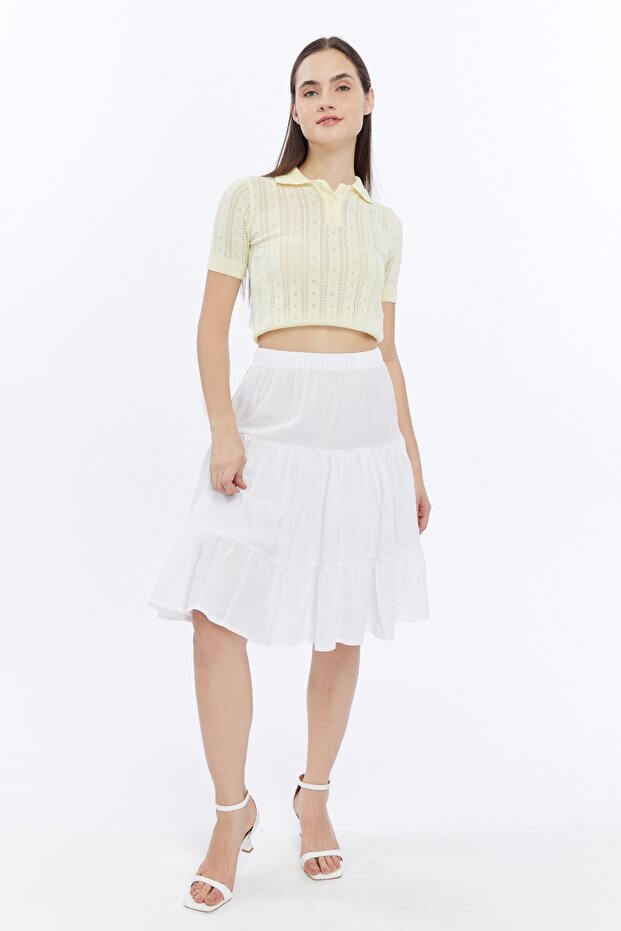 100% Cotton Fabric Midi Shorts Skirt