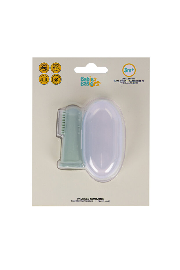 BabiesBasic Toothbrush with Travel Case for Babies - Green Silicone Toothbrush
