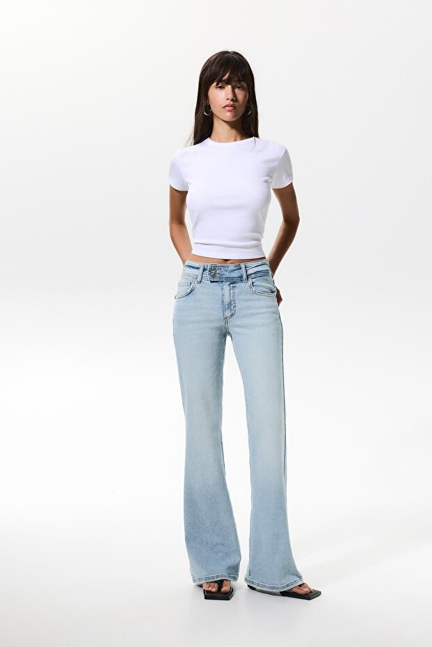 Düşük belli bootcut jean - 2