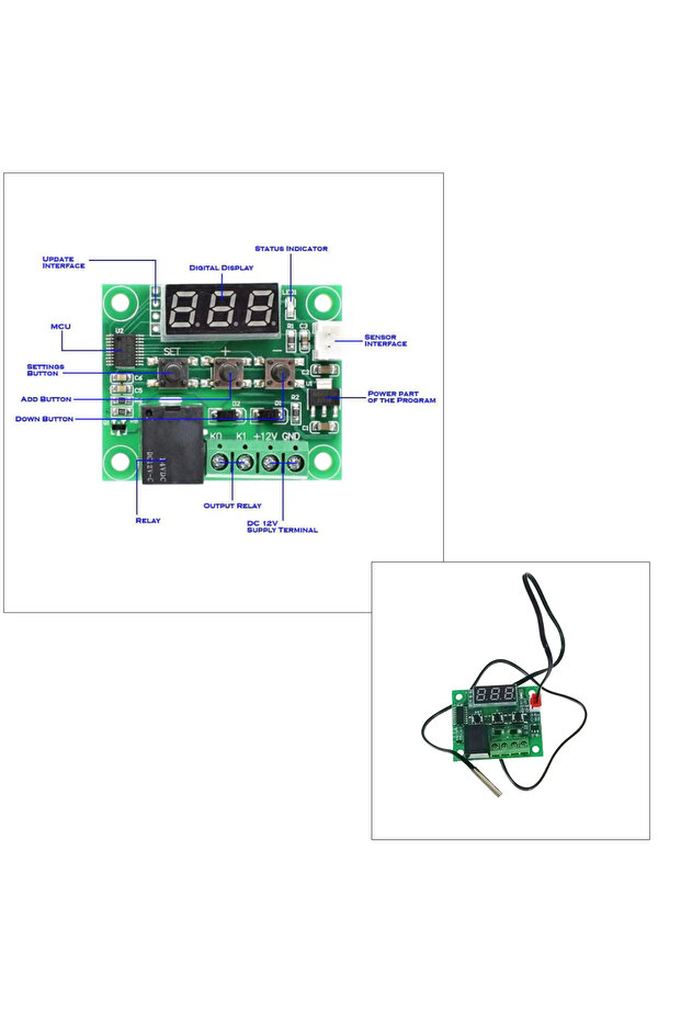 W1209 temperature controller, with sensor, 7 settings, range from -30°C to 110°C - 5