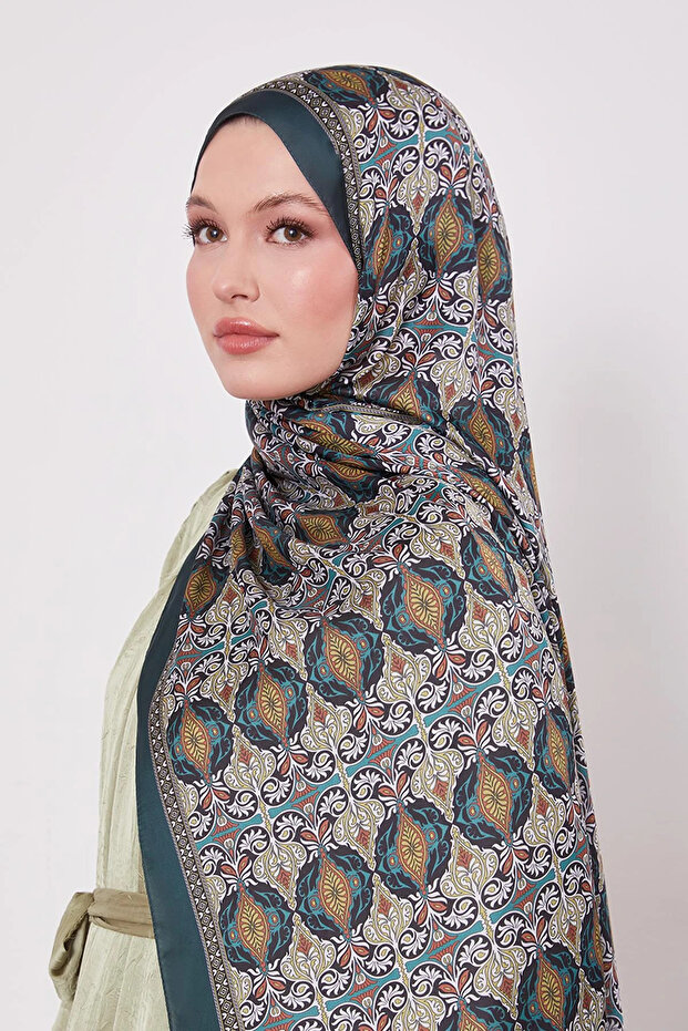 شال حرير هندي بنمط انعكاس - 1