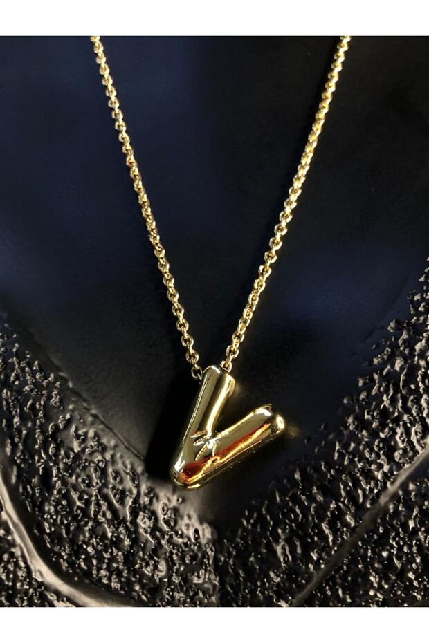 316 L Stainless Steel Balloon (V) Letter Yellow Color Gift Necklace for Lover, Spouse, Mother, Friend