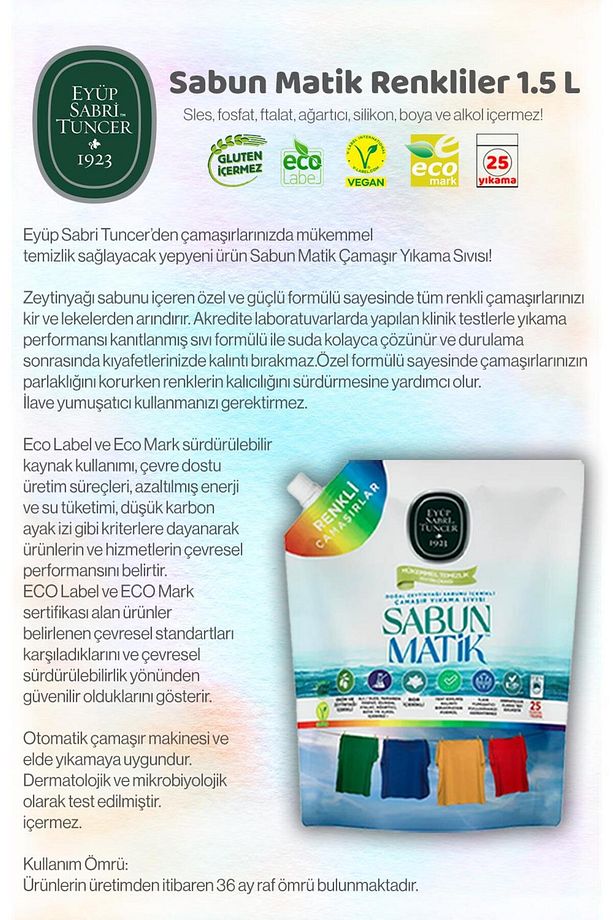 2 Adet Eyüp Sabri Tuncer Renkliler Sıvı Sabun Matik 1.5 L ve ROSIE Hediye - 2
