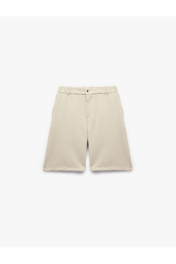 Düğmeli Bermuda Oversize Chino Şort - 3