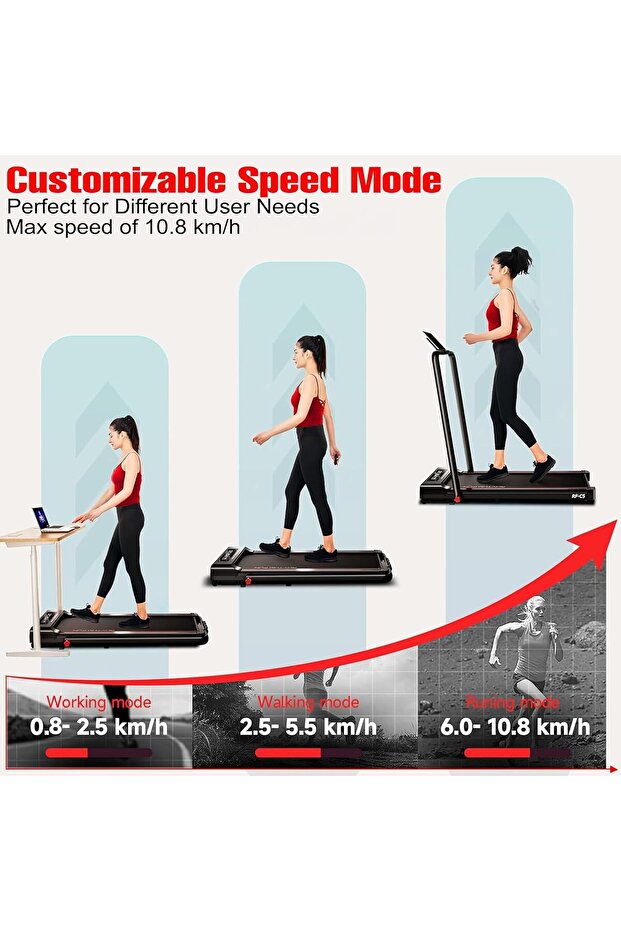 Compact Walking Pad | Home/Office Use Foldable, Bluetooth, LCD, Remote, Two Speeds Methods – EM-1307 - 6