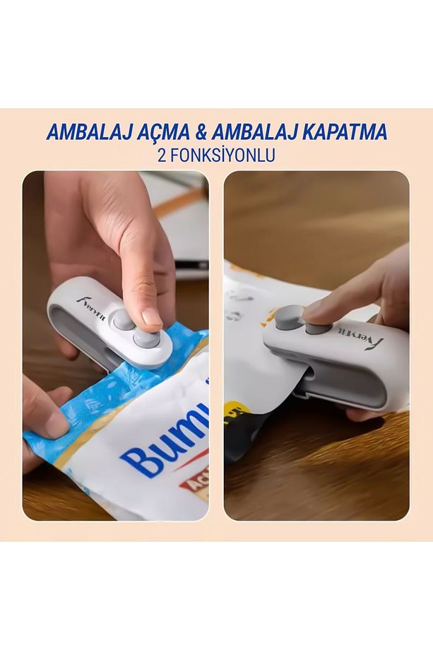Taşınabilir Şarjlı 400mah Poşet Ağzı Kapatma Mühürleme Makinası - Cihazı Poşet Kilitleme Vakum - 1