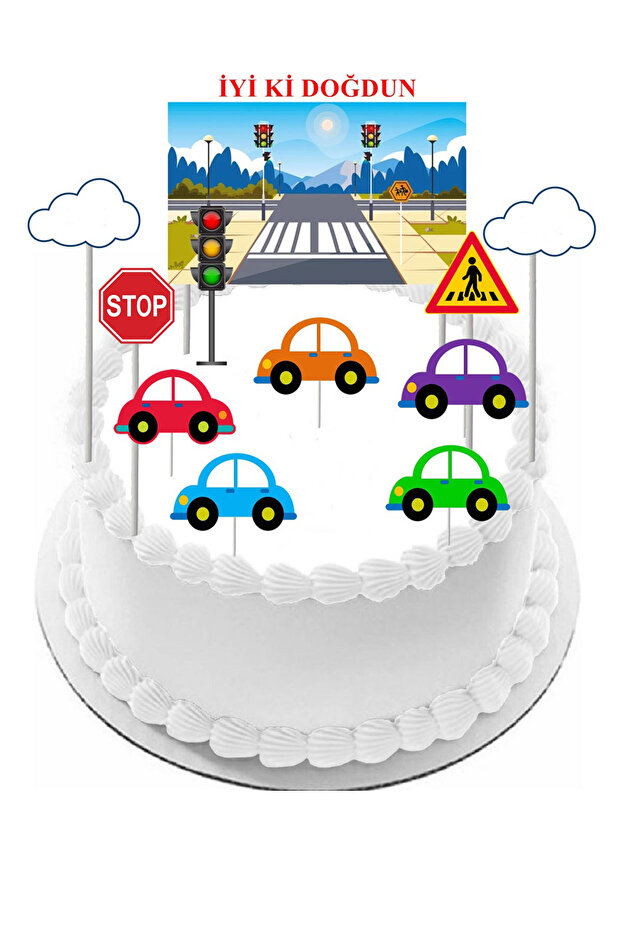 Car Cake Toothpick Set Print on Art Paper Will Be as Shown in the Picture