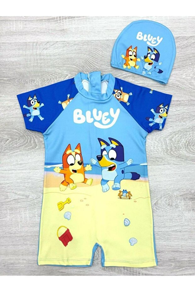 ملابس سباحة للأولاد بأكمام قصيرة وسحاب من Bluey