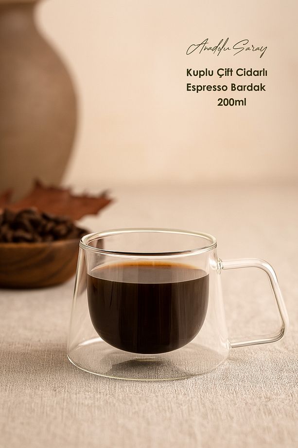 Isıya Dayanıklı Kuplu Çift Cidarlı Espresso Bardak | Kahve Ve Sunum Bardağı | Borosilikat Bardak - 1