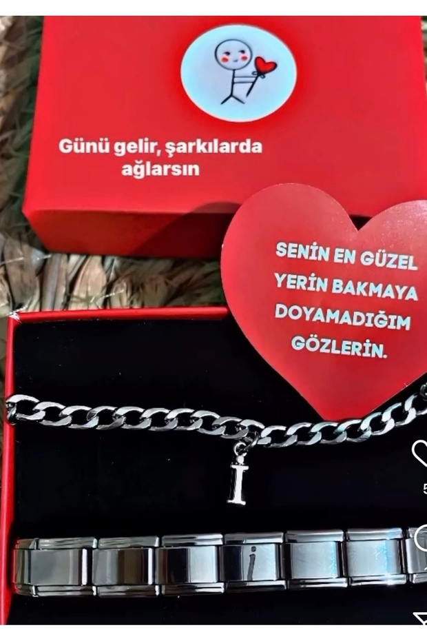 Kişiye Özel Harf Detaylı Çift Bileklik Seti – Hediye Kutulu Aşk Tasarımı - 1