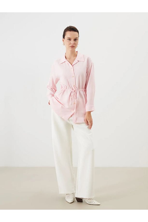 LCW Modest Pembe Bağcıklı Kadın Gömlek Tunik - 2