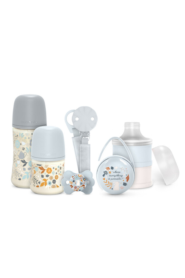Welcome Baby Feeding Gift Set of 5 for New Born Baby, Feeding Bottles, Pacifier-Blue